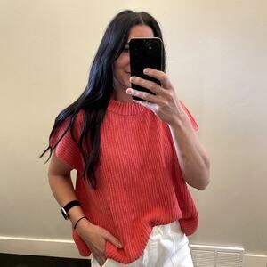 Frank and Eileen Montecito Cable Knit Oversized Sweater Pink Women's Size S